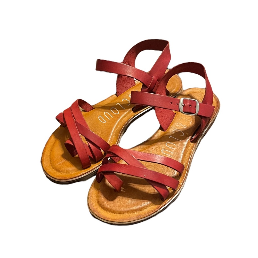 MUSSE & CLOUD Strappy Red Leather Sandals